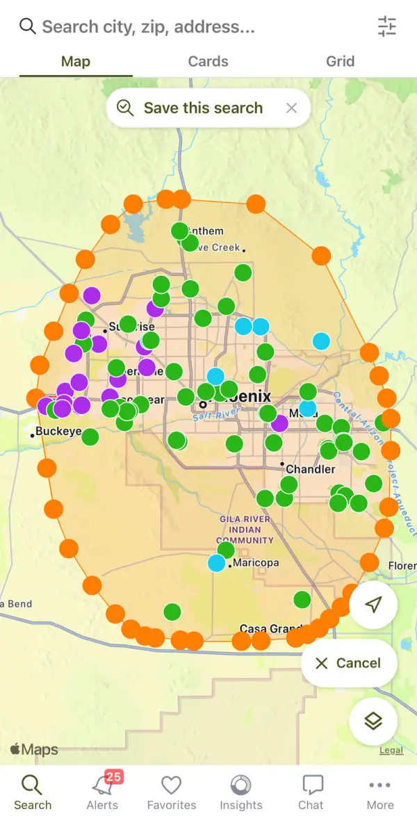 CalzaCo home search app map view